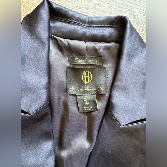 House of Harlow 1960 Oversized Navy Satin/Silk Effect Blazer - Size Small - Picture 11 of 16